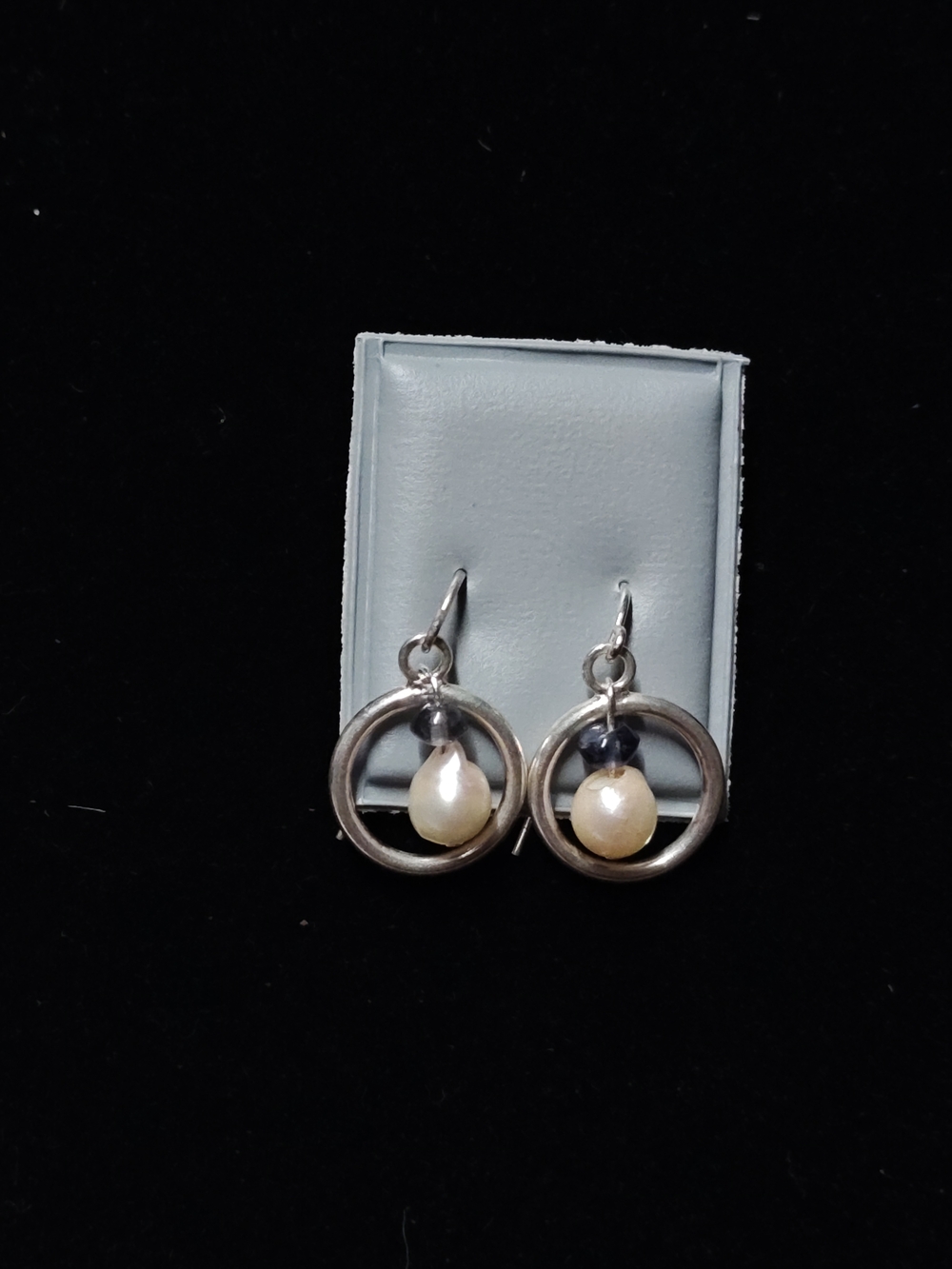 Salt Water Japanese Akoya And Natural Iolite Sterling Silver Earrings